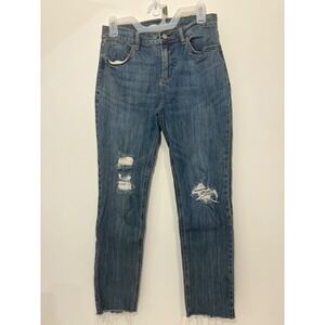 Old Navy Womens Size 4 Boyfriends Distressed High Jeans With Frayed‎ Hem